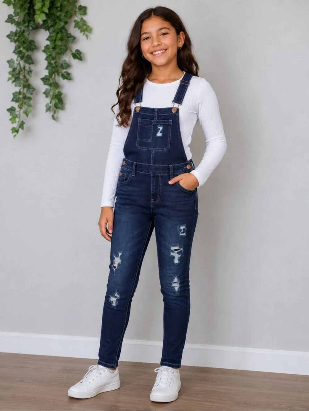 JUSTICE Overall Distressed Skinny Jeans 12